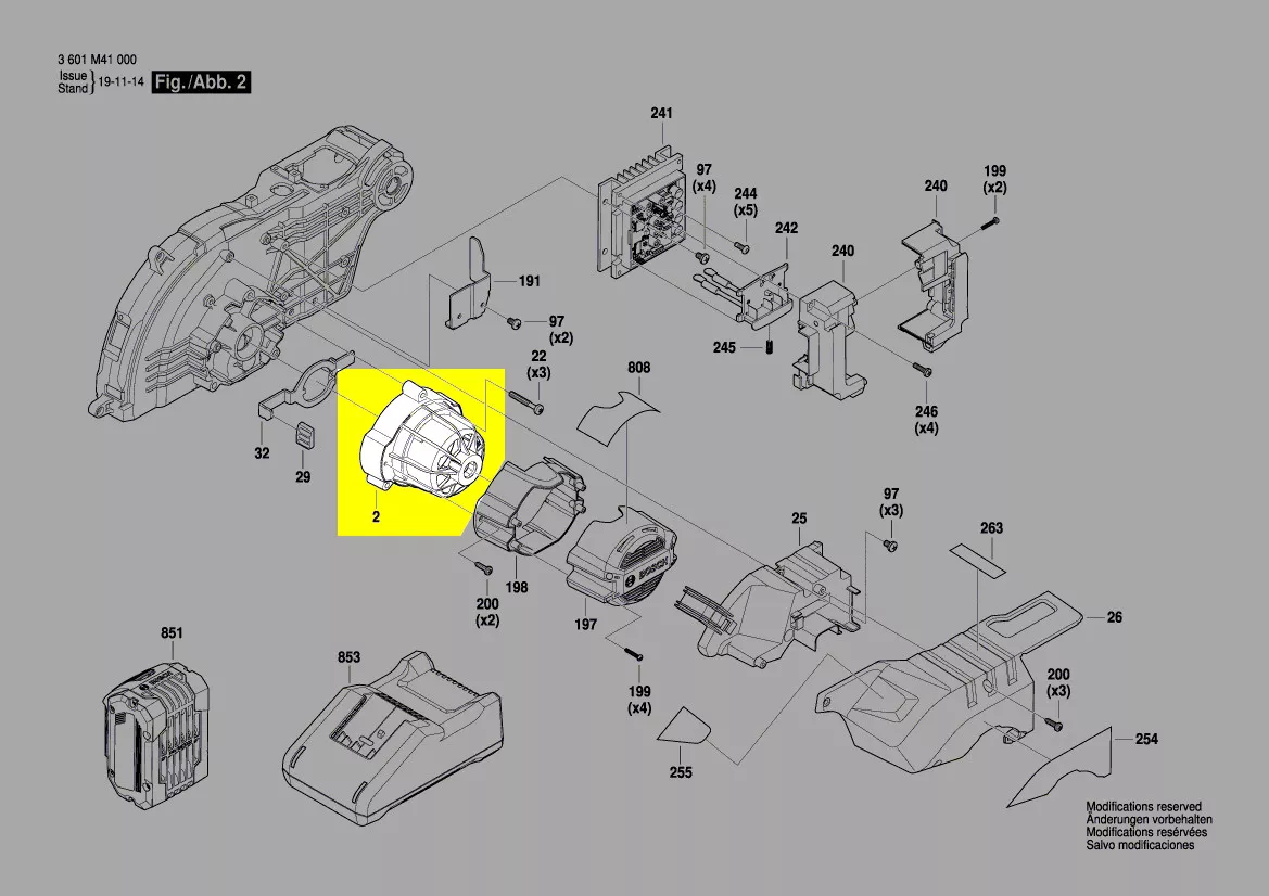 Moteur 18V réf. 1 607 022 66T Bosch